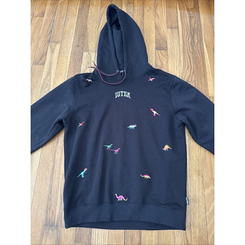 Iuter Made In Italy Men's Hoodie Black Dino Park Size S - Picture 2 of 7